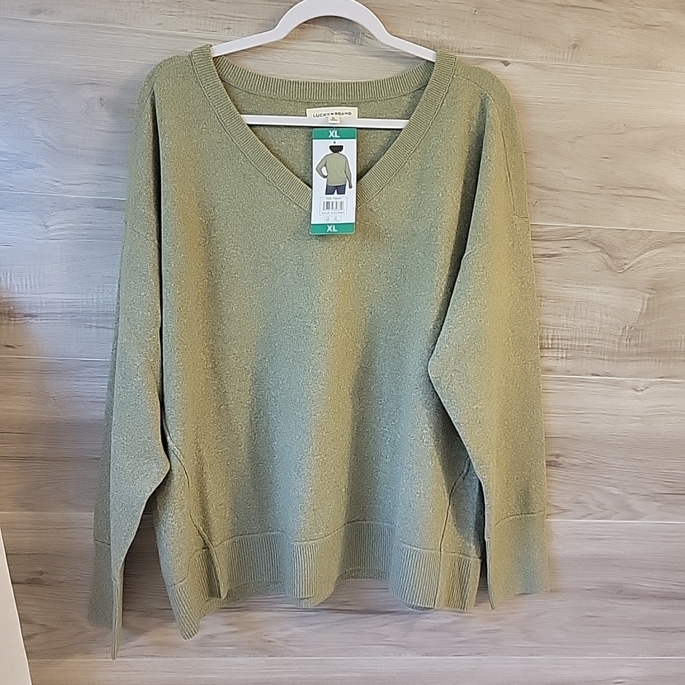 Lucky Brand Green V-Neck Sweater